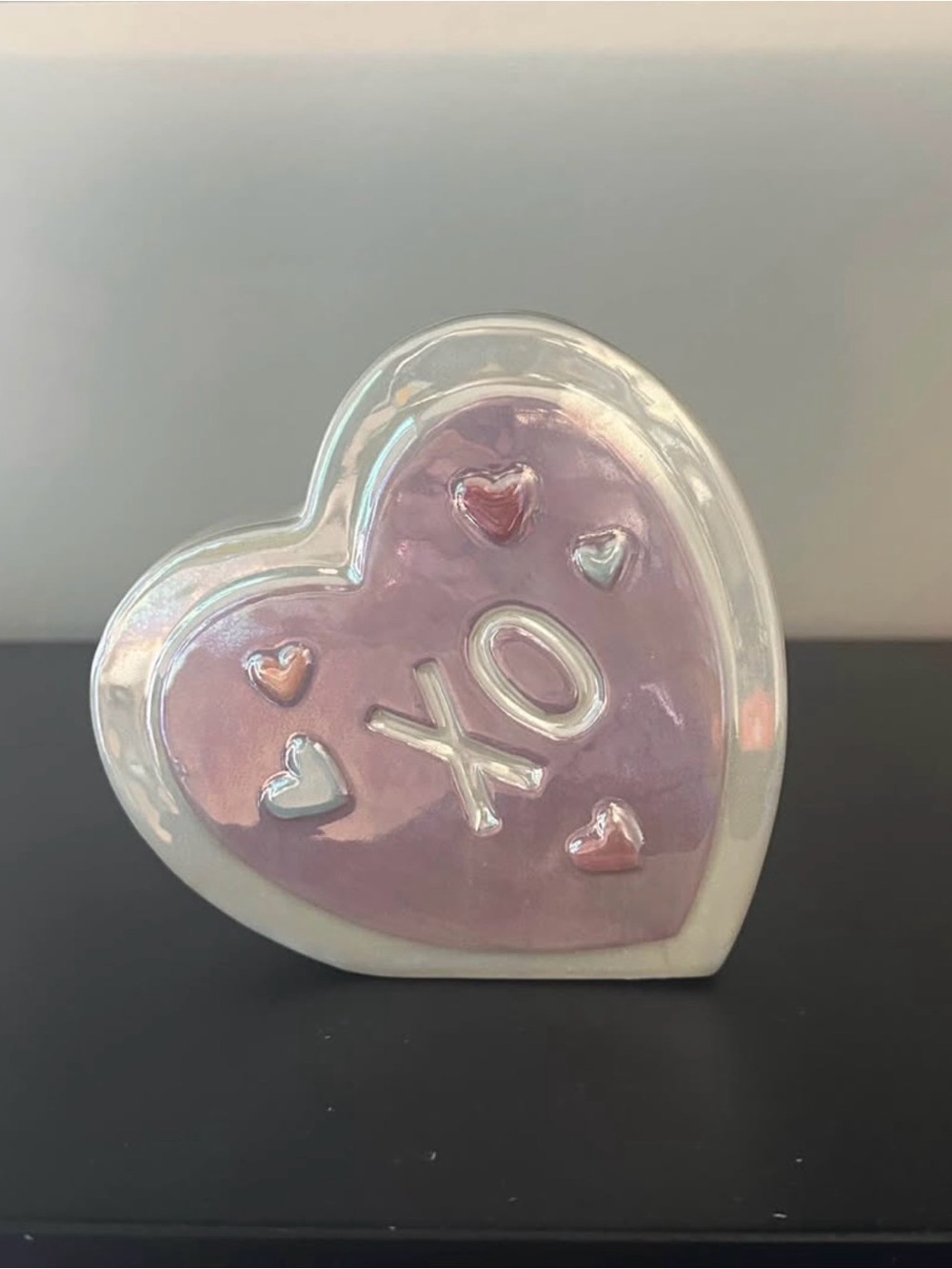Iridescent Pink Heart XO Vase
